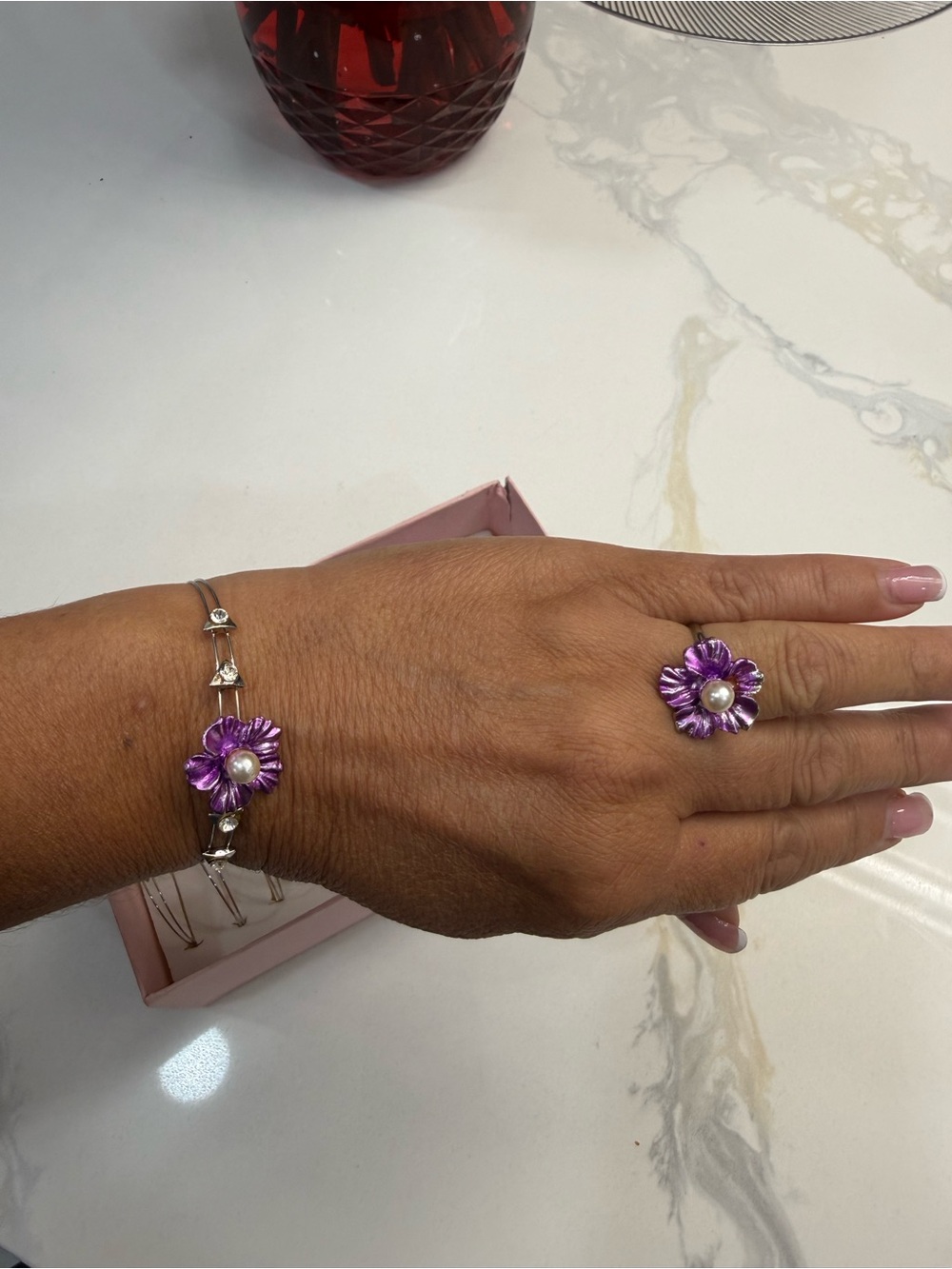 Costume jewelry Floral with 12 bracelets and 12 rings adjustable - Picture 2 of 5